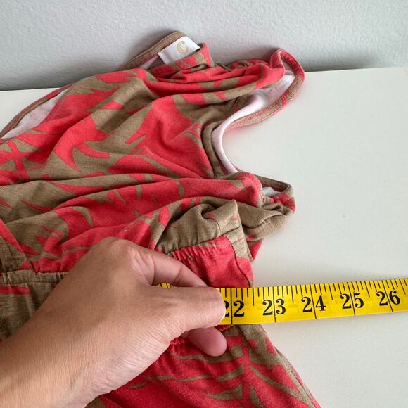 Floral Maxi Dress Size Large Tan Coral Tropical Vacation Resortwear Beachy - Picture 8 of 11